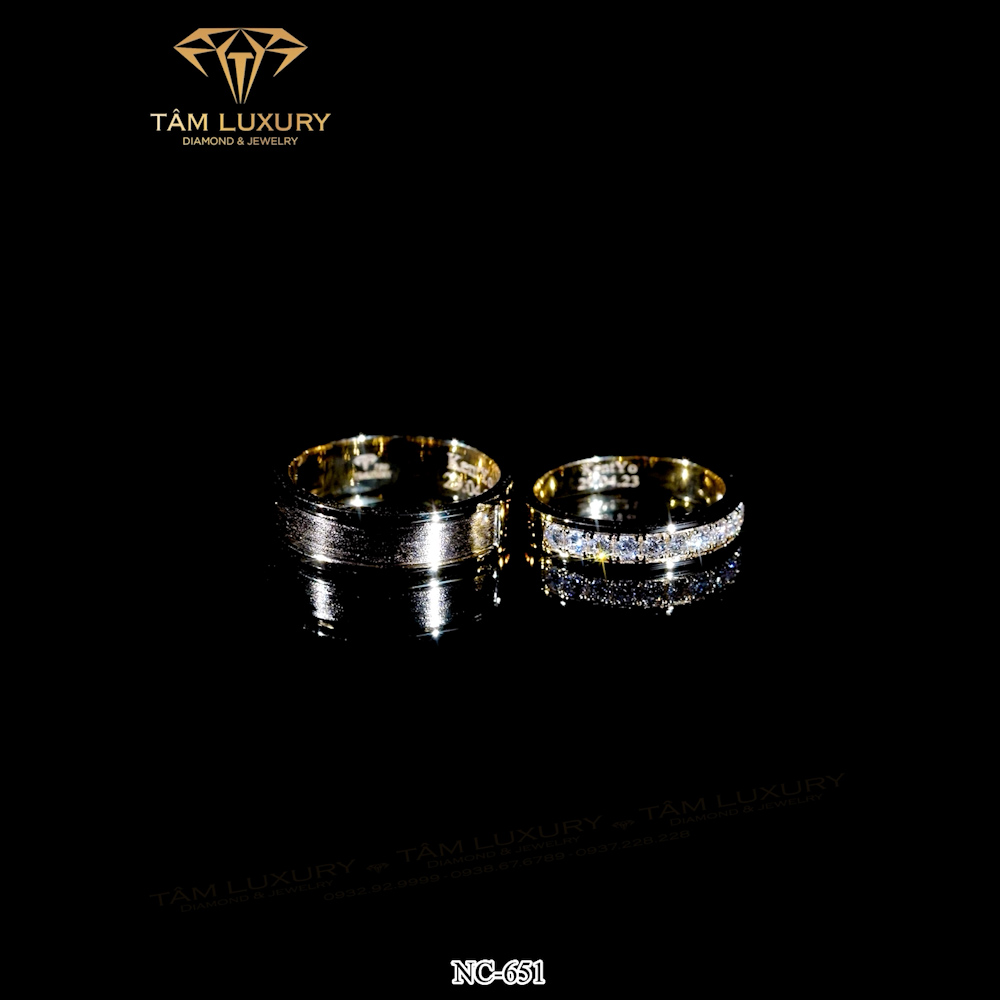 Nhẫn cặp kim cương vàng ý “Radiant” – Mã NC651