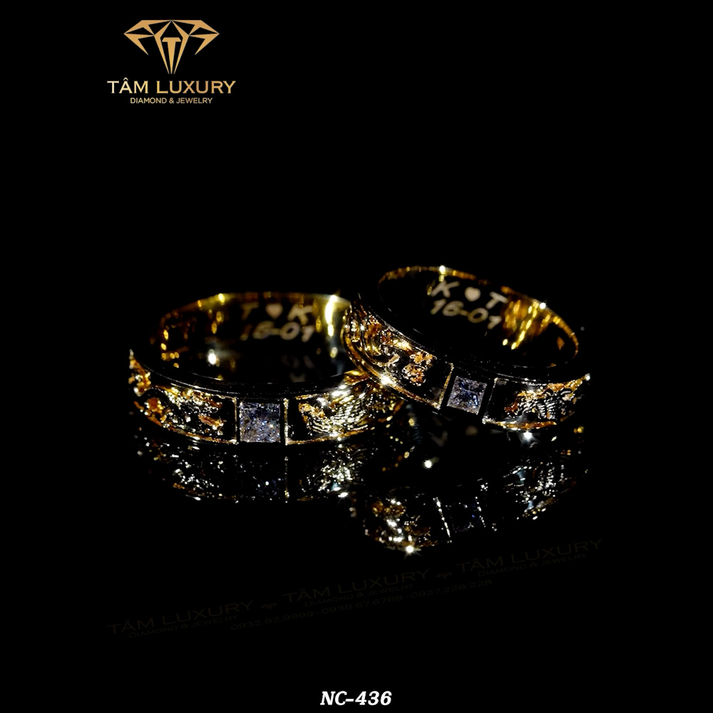 Nhẫn cặp vàng ý kim cương “Luxuriant” – Mã NC436