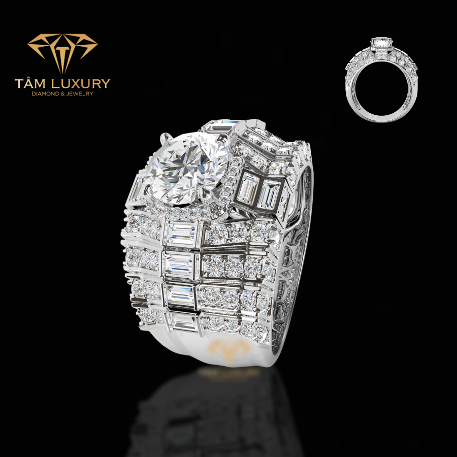 nhẫn kim cương nam trendy tâm luxury