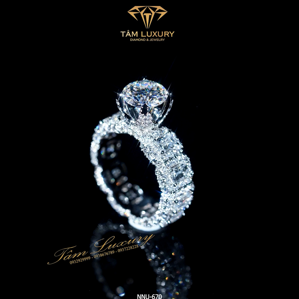 Nhẫn nữ kim cương vàng ý 750 “Glamorous”- Mã NNU670