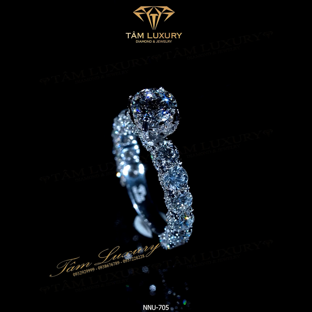 Nhẫn nữ kim cương vàng ý 750 “Eulalia”- Mã NNU705