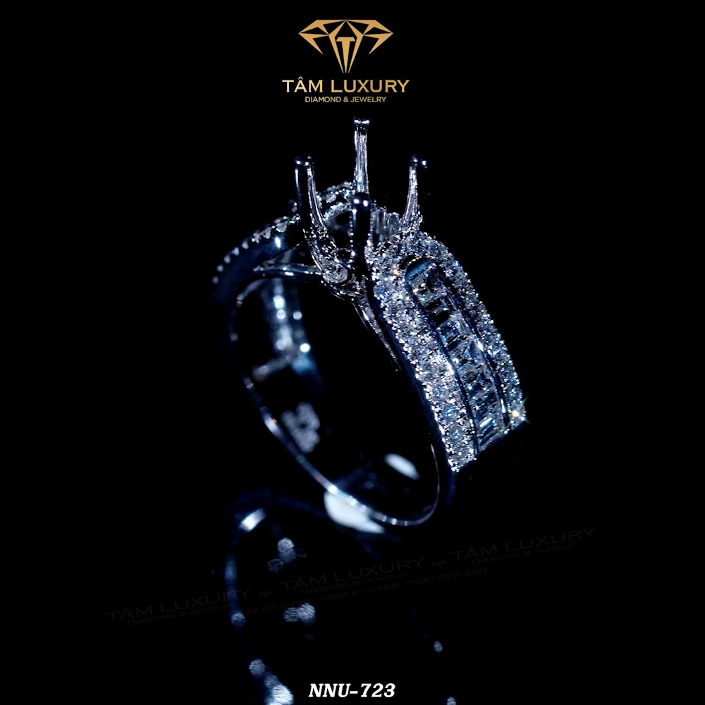 Nhẫn kim cương nữ vàng ý 750 “Giselle”- Mã NNU723