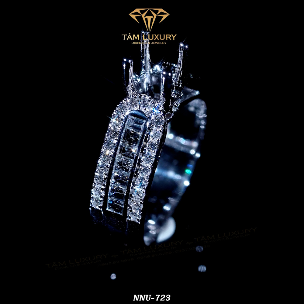 Nhẫn kim cương nữ vàng ý 750 “Giselle”- Mã NNU723
