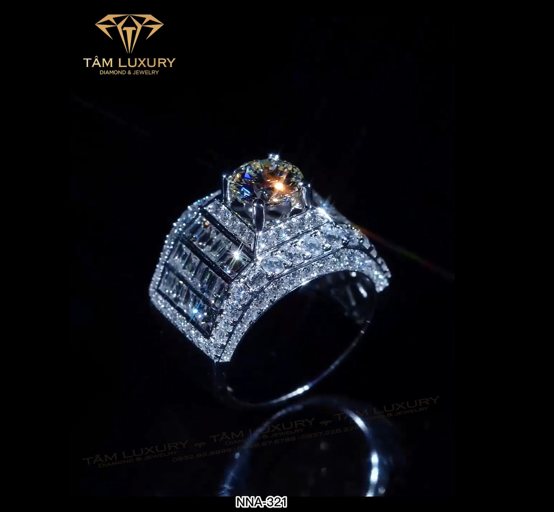 Nhẫn kim cương nam vàng ý 750 VVS+ “Uri” – Mã NNA321