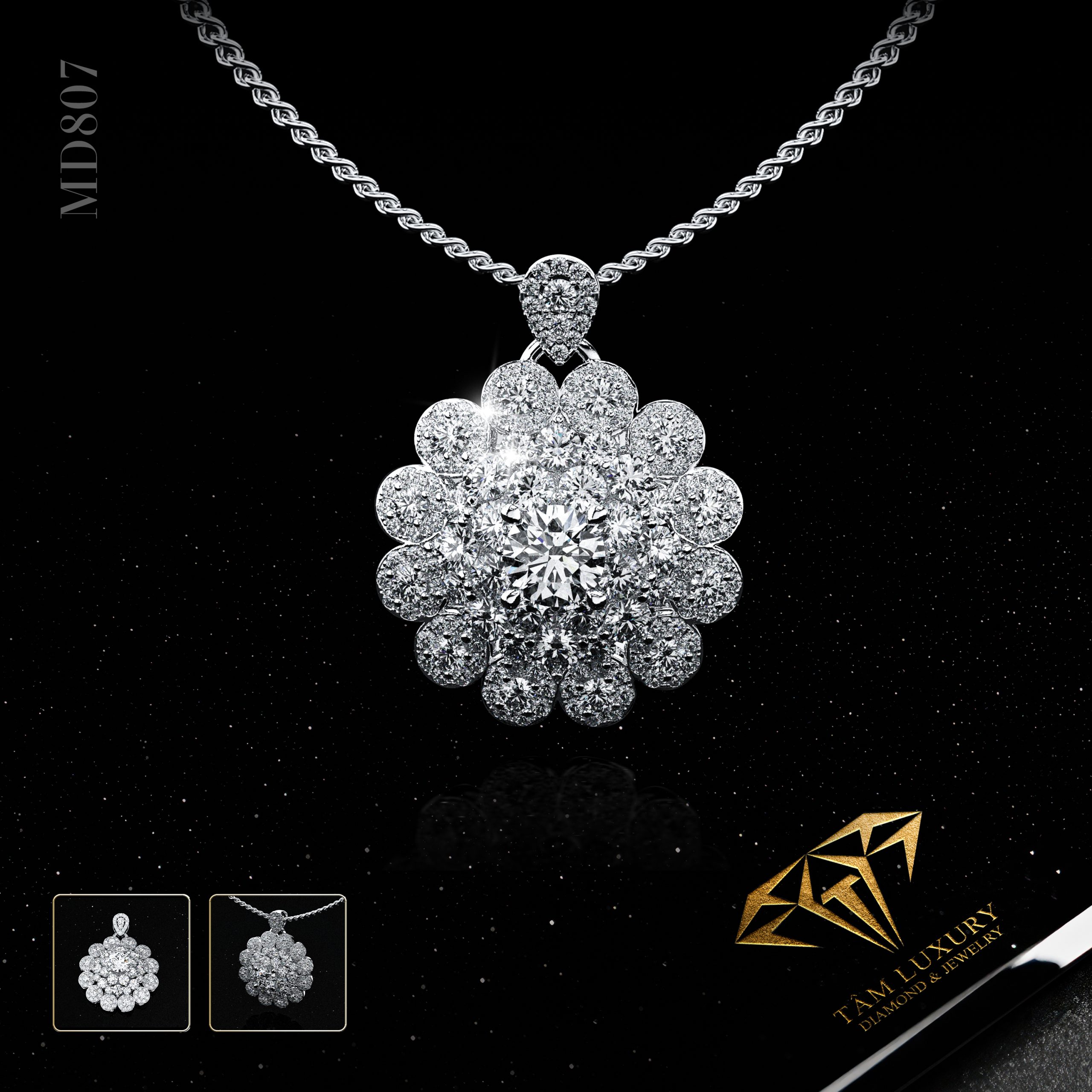 Mặt dây kim cương vàng ý 750 “Mono” – Mã MD807