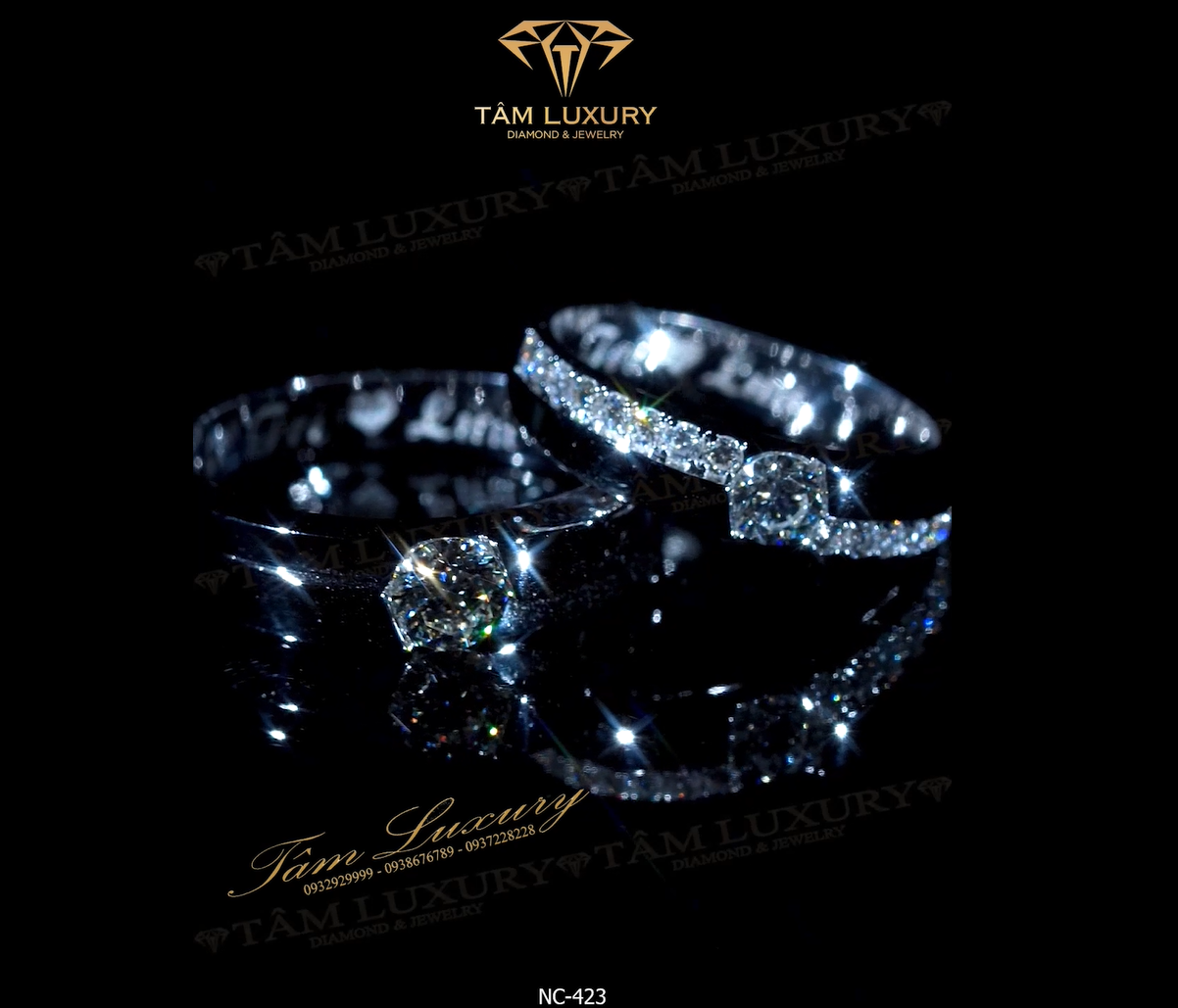 Nhẫn cặp kim cương vàng 750 “Beloved” – Mã NC423