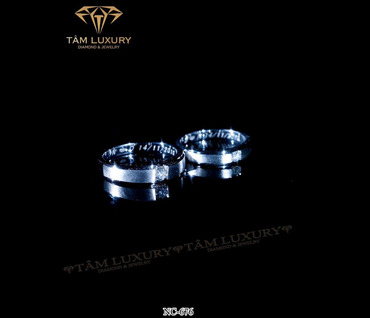 Nhẫn cặp kim cương vàng 750 Tracy - Mã NC676 hinh 2