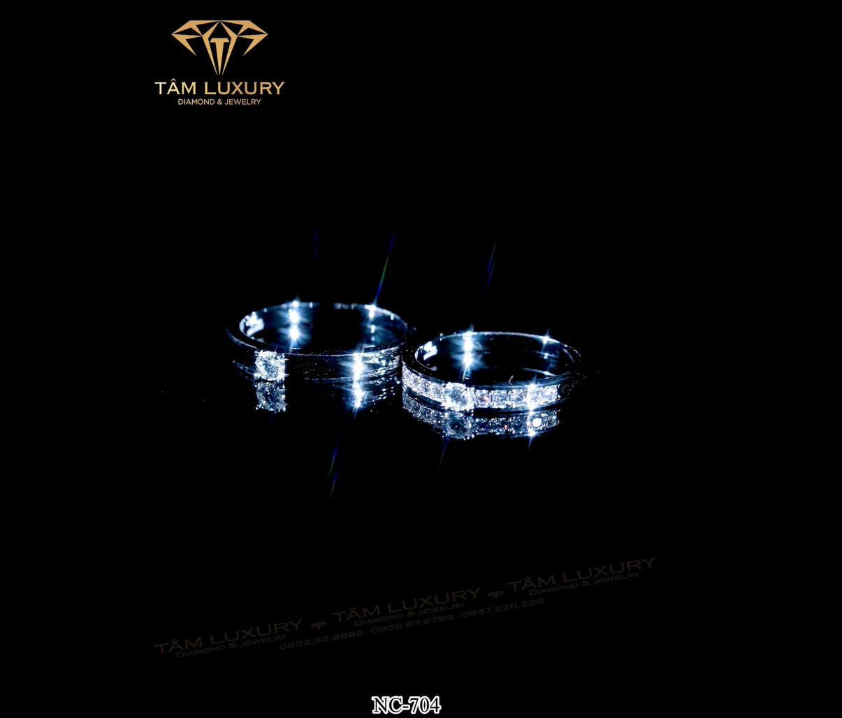 Nhẫn cặp kim cương vàng 750 William - Mã NC704 hinh3