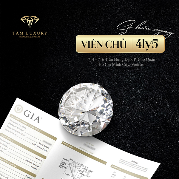 Kim cương thiên nhiên 4.5mm – F – VVS1 – Kiểm định GIA – Mã VC858