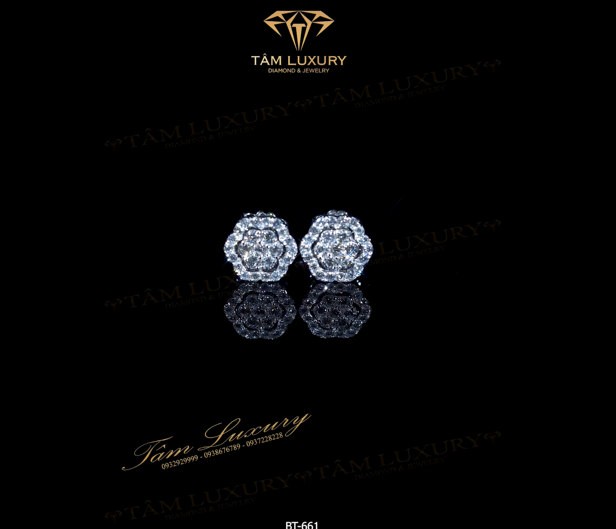 Bông tai kim cương vàng 750 “Charlene” – Mã BT661