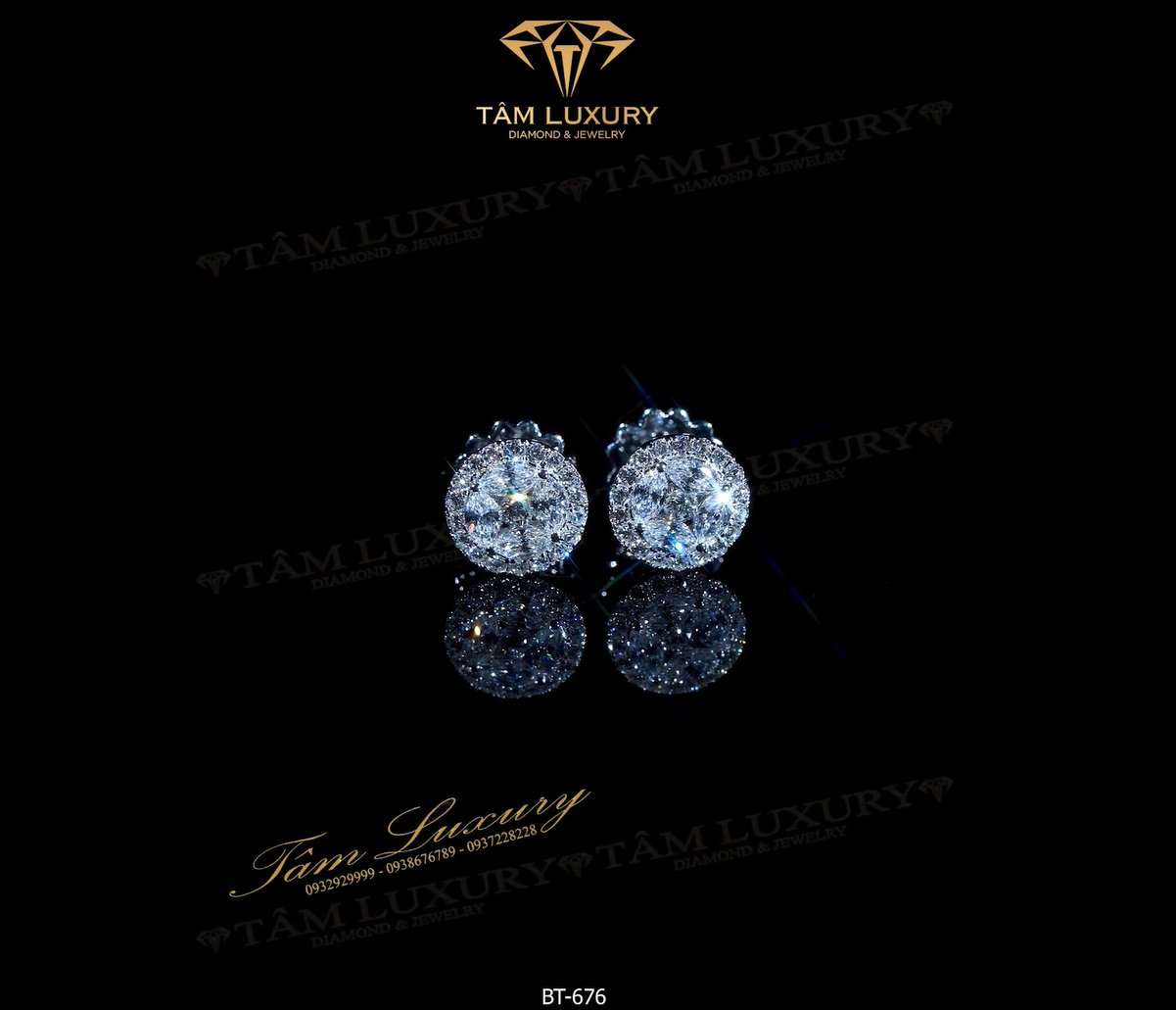 Bông tai kim cương vàng 750 “Marcheline” – Mã BT676