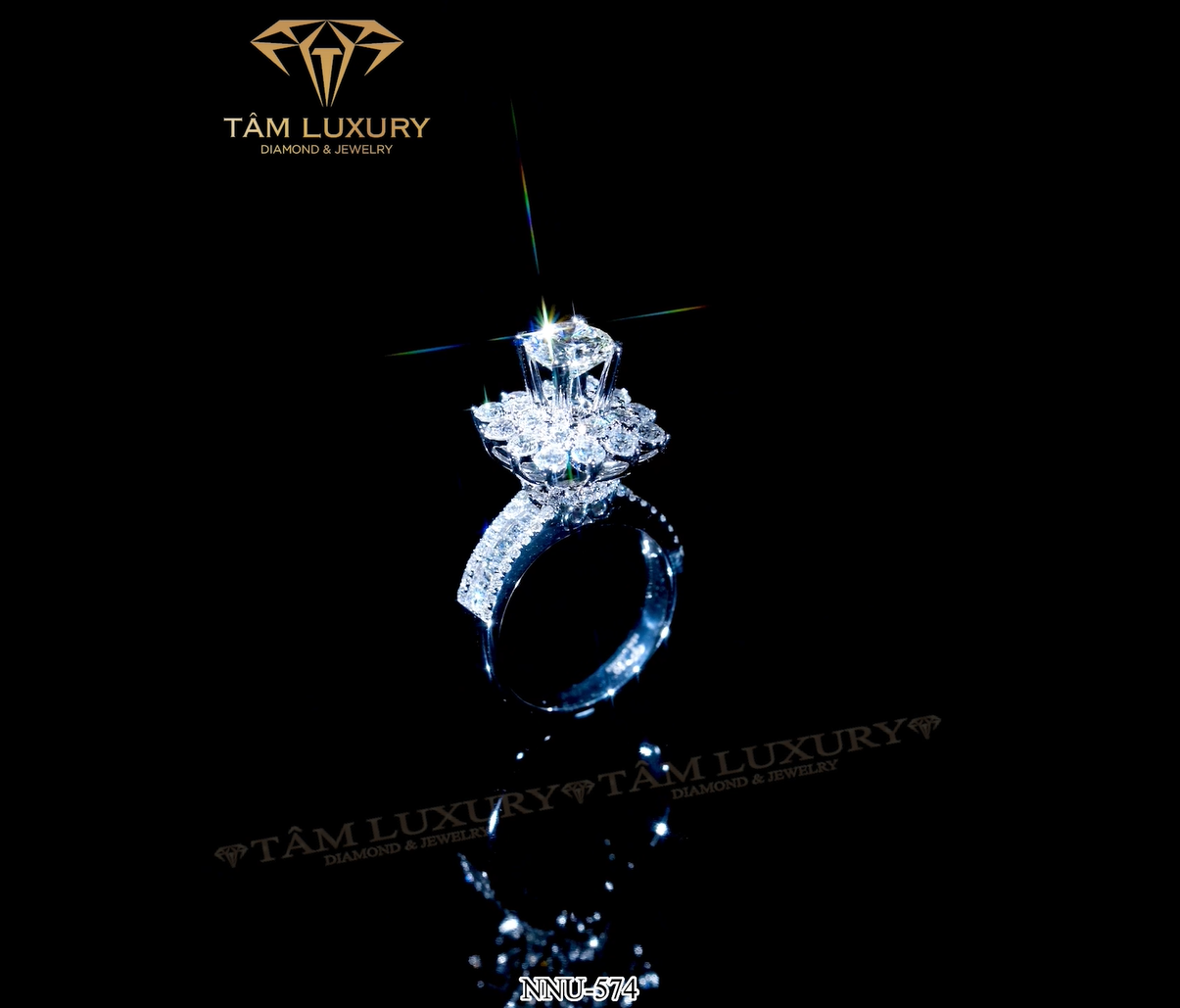 Nhẫn nữ vàng 750 đính kim cương “Cateline” – Mã NNU574