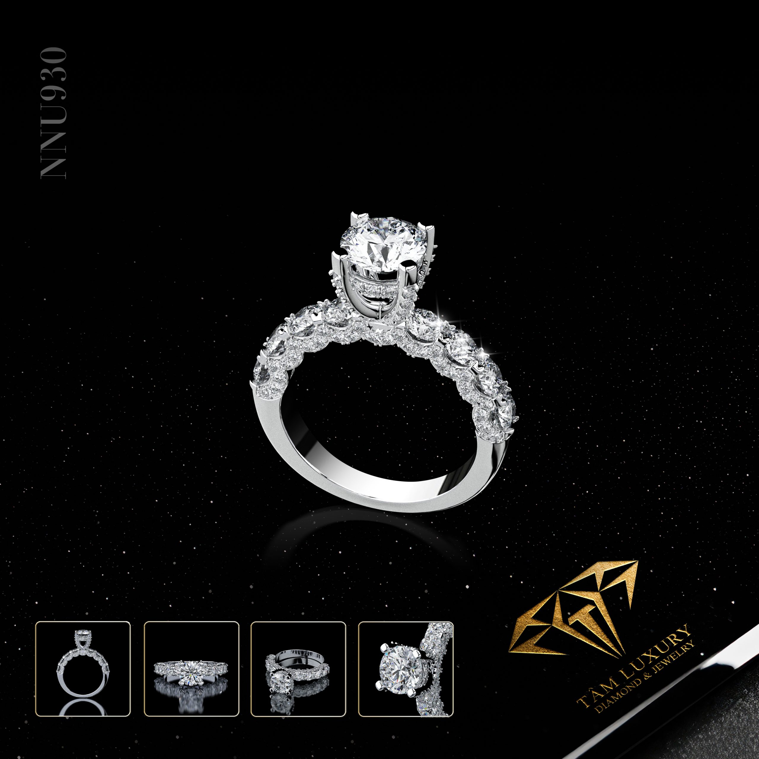 Nhẫn nữ vàng 750 đính kim cương “Lorenza” – Mã NNU930