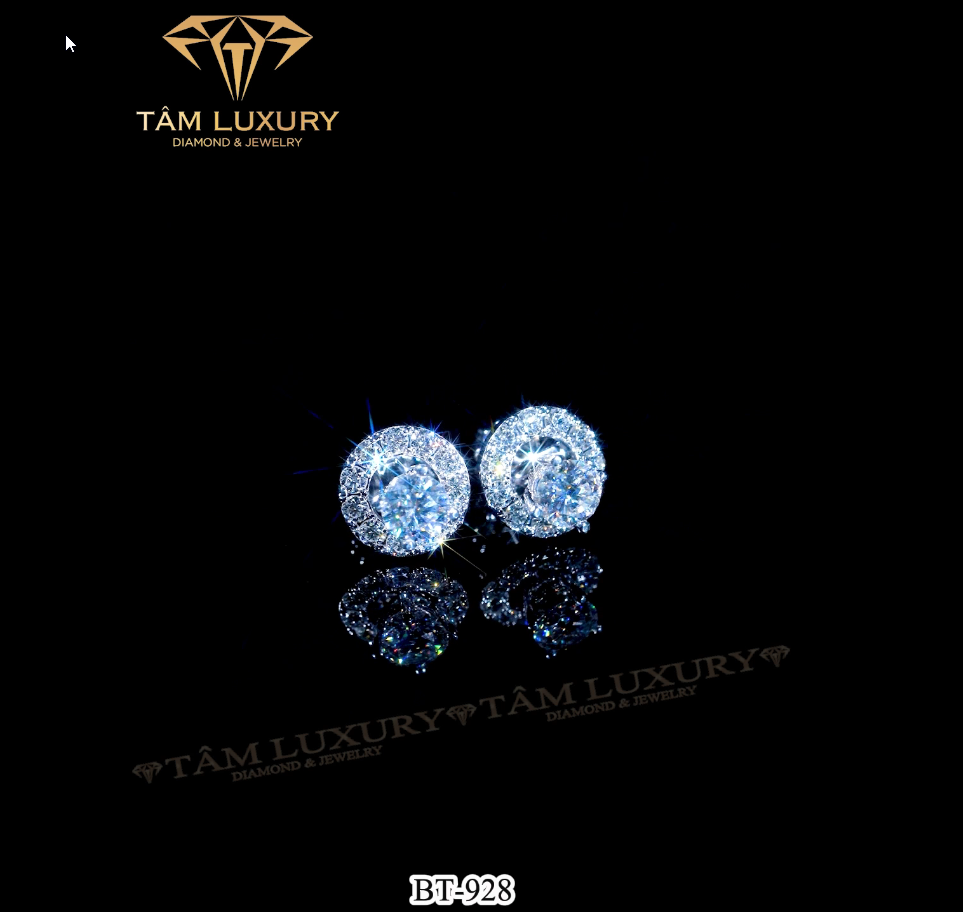 Bông tai kim cương vàng 750 sang trọng VVS+ "Laura" - Mã BT928 