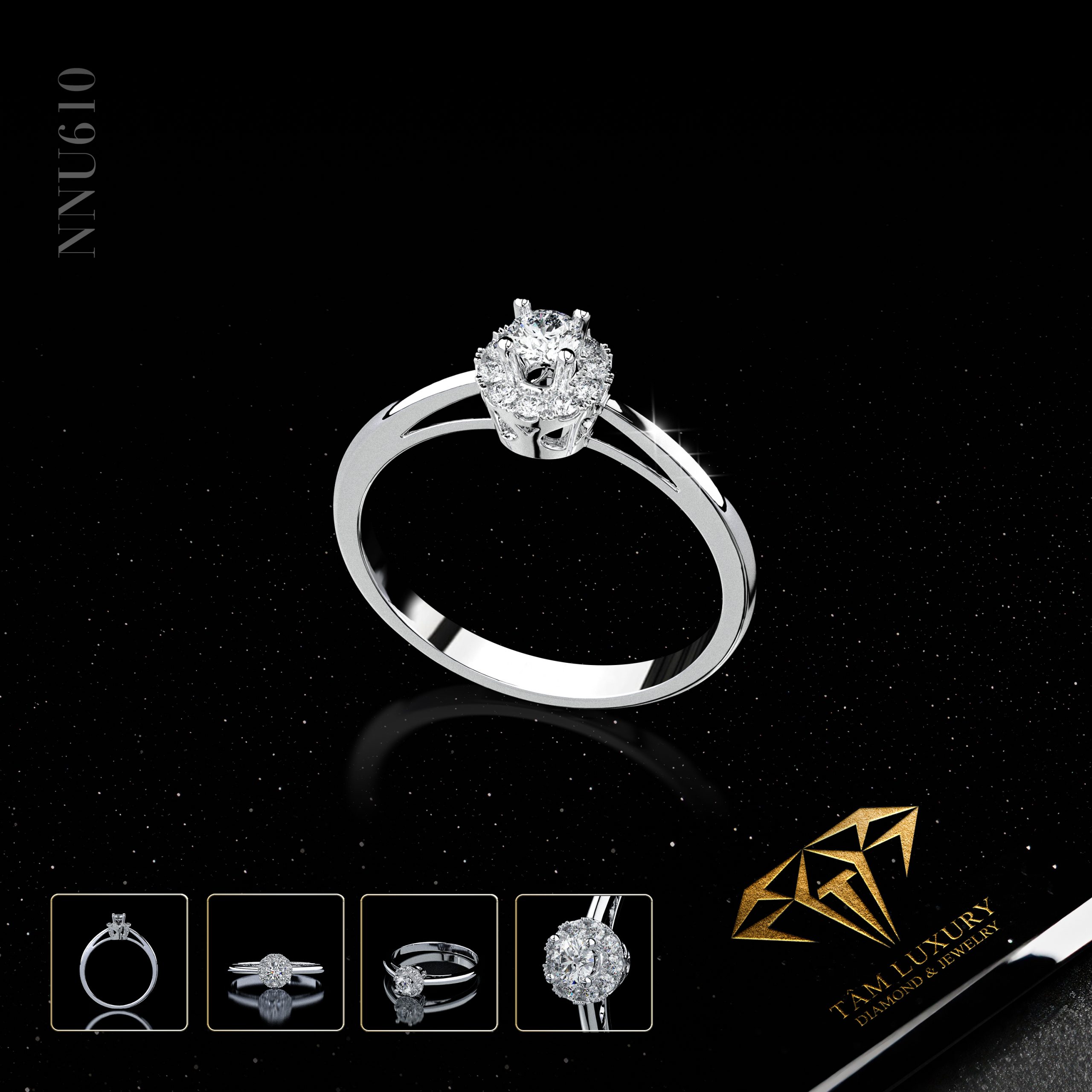 Nhẫn nữ vàng 750 đính kim cương thiên nhiên VVS+ “Luciana” – Mã NNU610 sang trọng