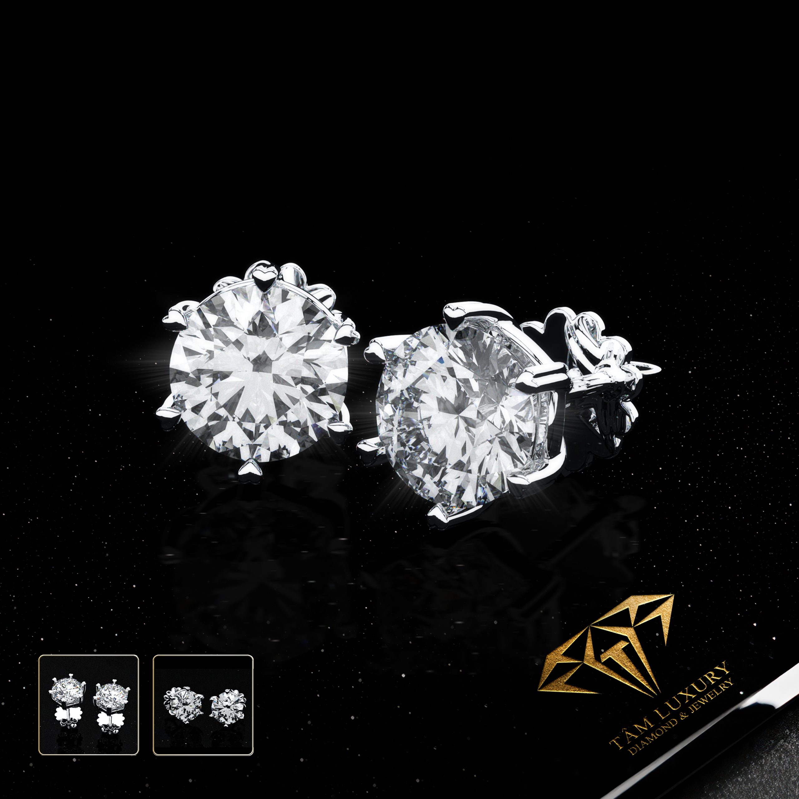 Bông tai kim cương cao cấp tôn vinh “Pearl” – Mã BT1192