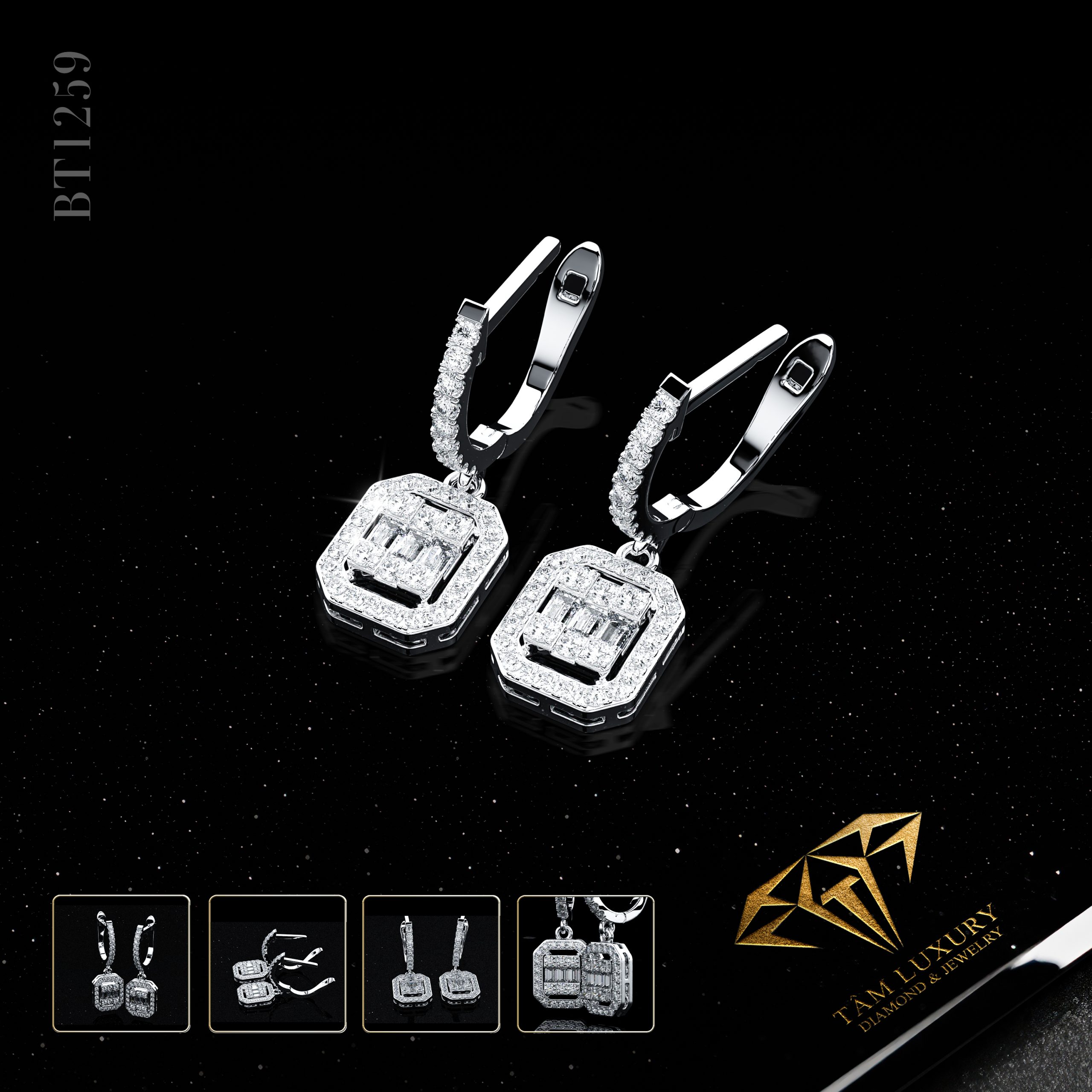 Bông tai kim cương cao cấp tôn vinh “Crystal” – Mã BT1259
