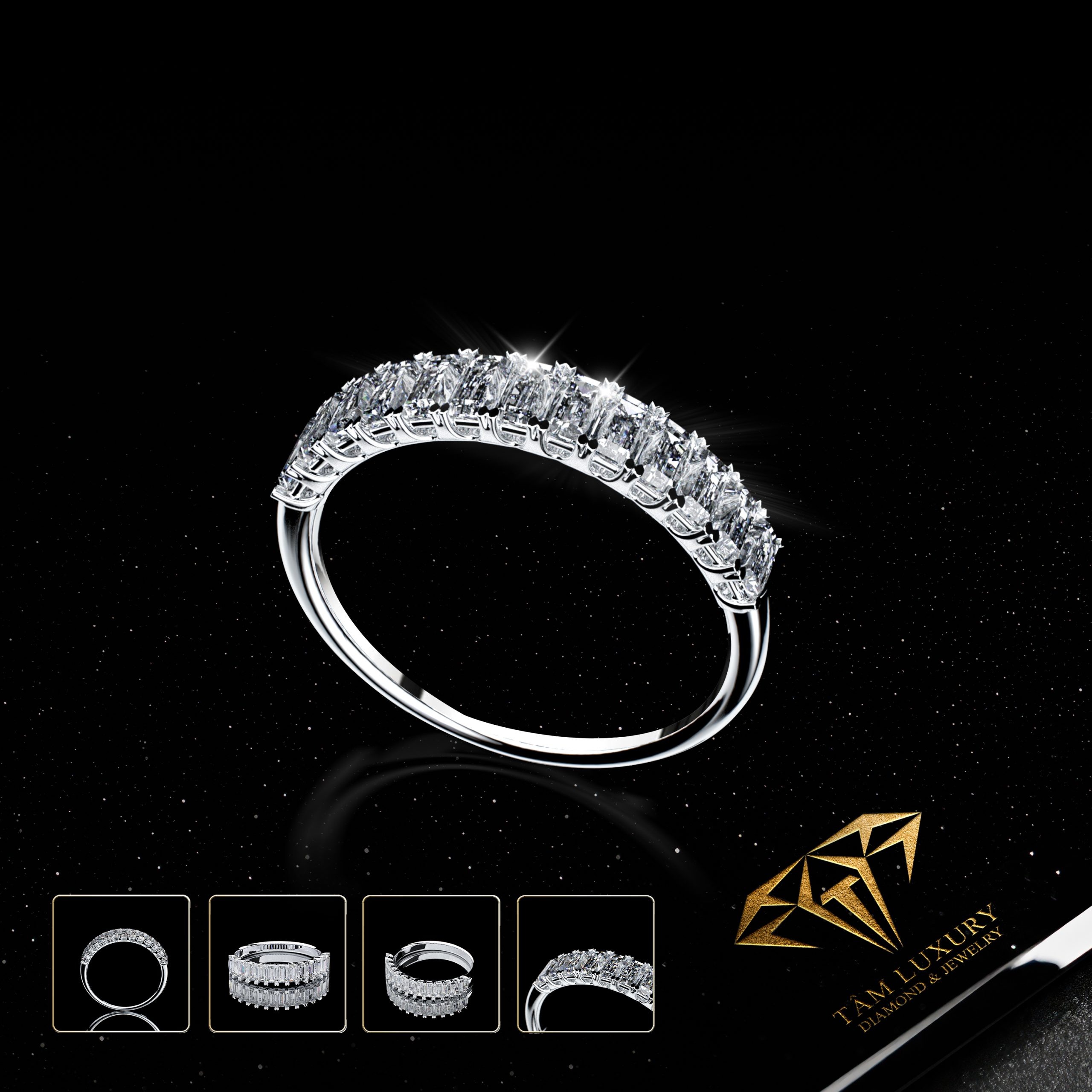 Nhẫn kết kim cương vàng ý 750 VVS+ “Goddess” – Mã NK485