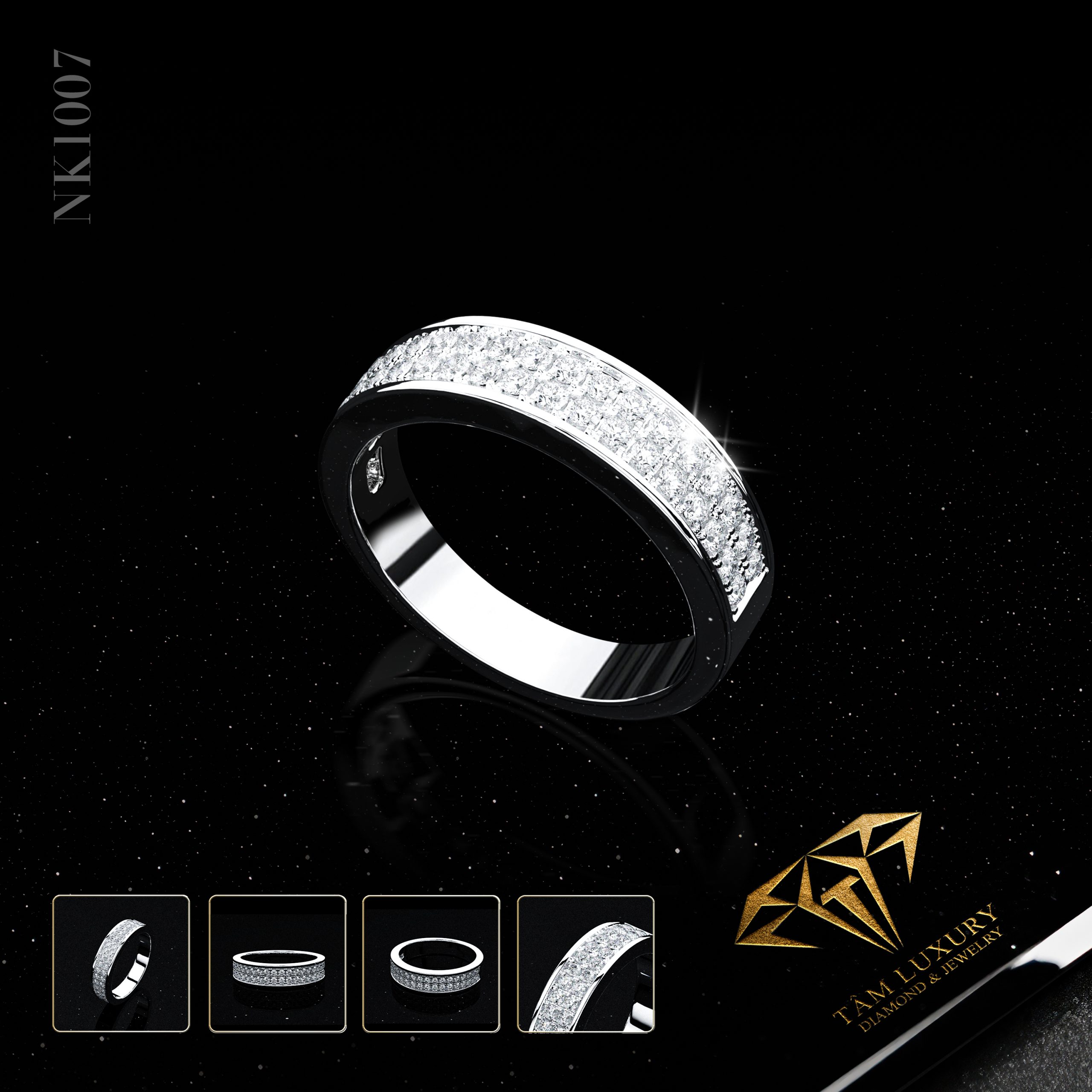 Nhẫn kết kim cương vàng ý 750 VVS+ “Moonlit” – Mã NK1007