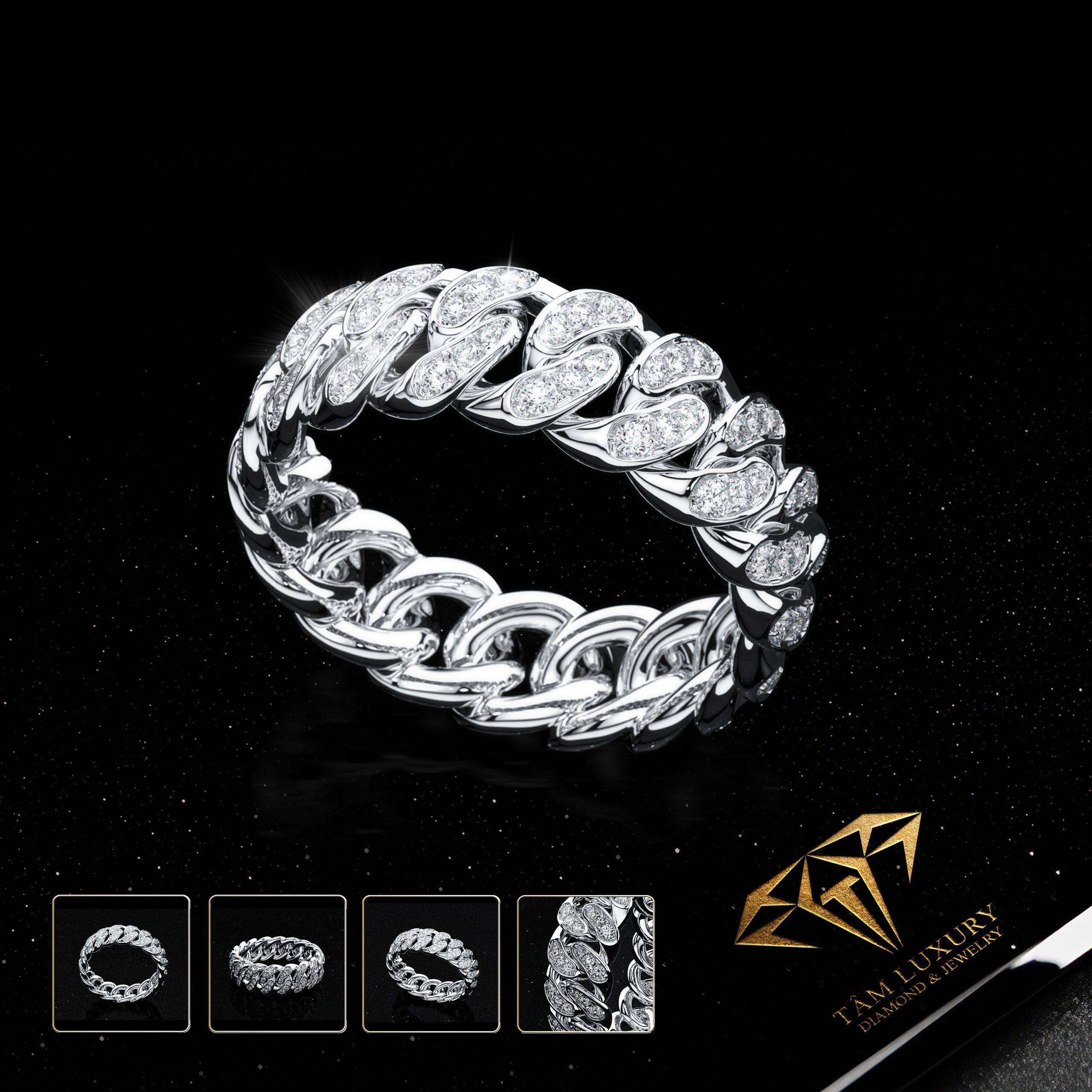 Nhẫn kết kim cương vàng ý 750 VVS+ “Grace” – Mã NK345