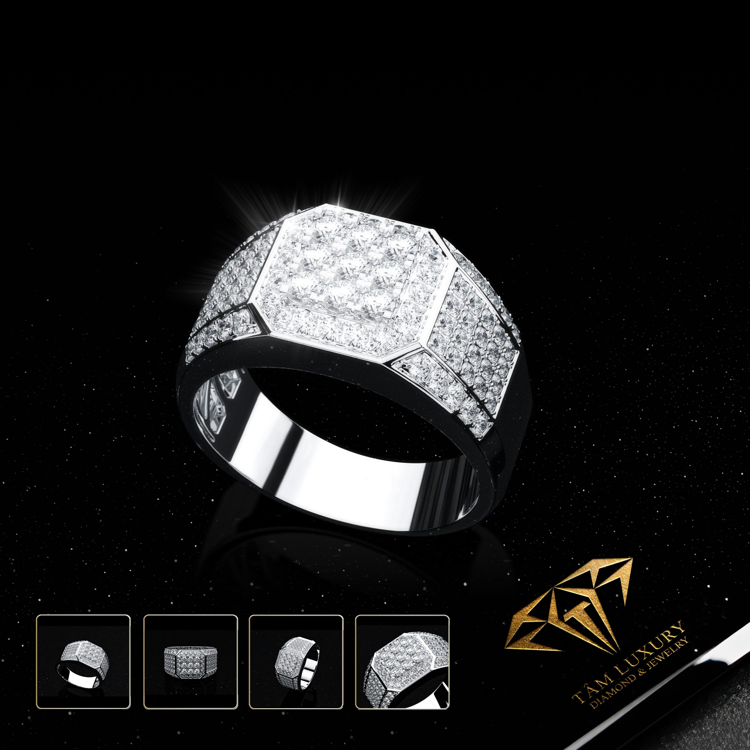 Nhẫn kết kim cương vàng ý 750 VVS+ “Band” – Mã NK388
