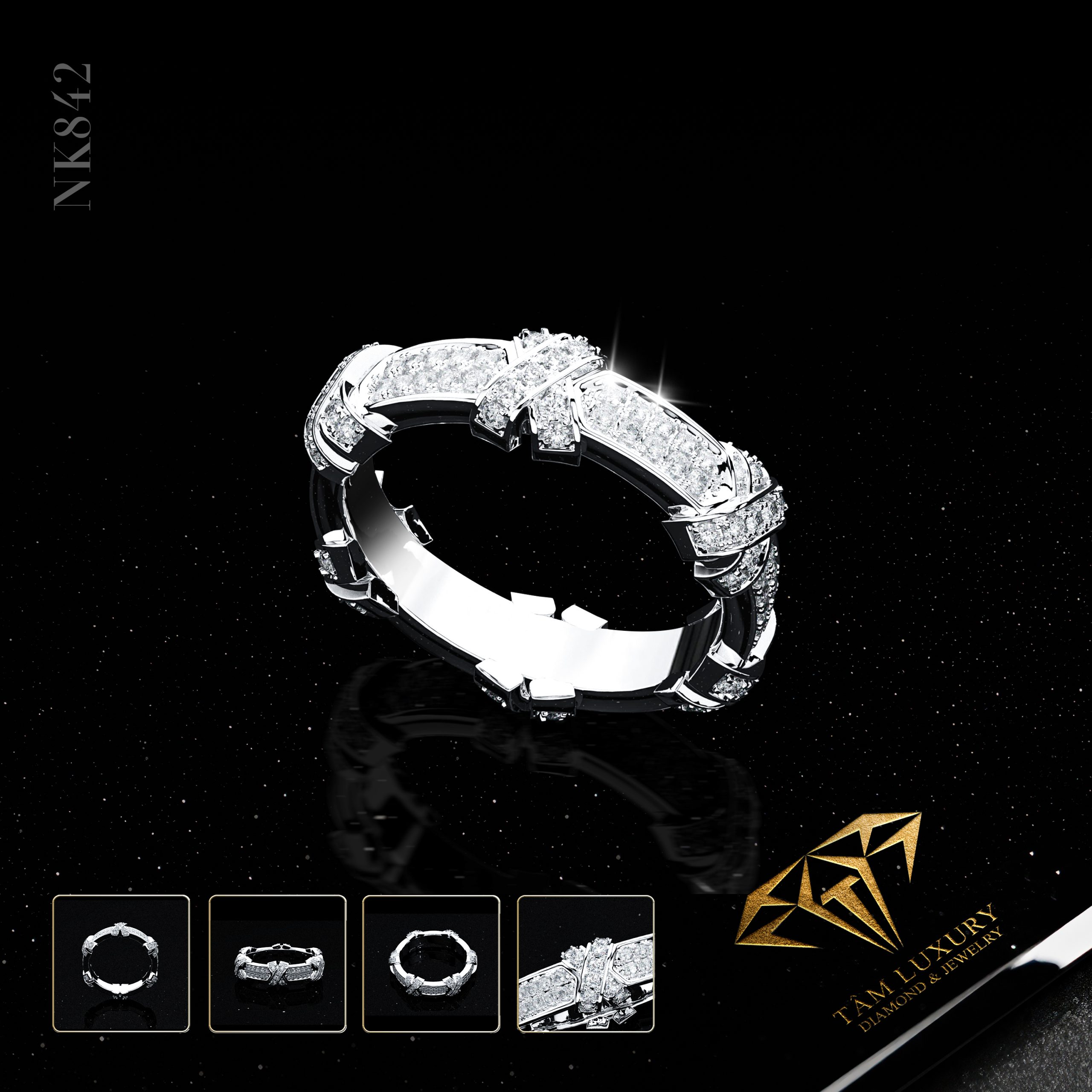 Nhẫn kết kim cương vàng ý 750 VVS+ “Celestial” – Mã NK842