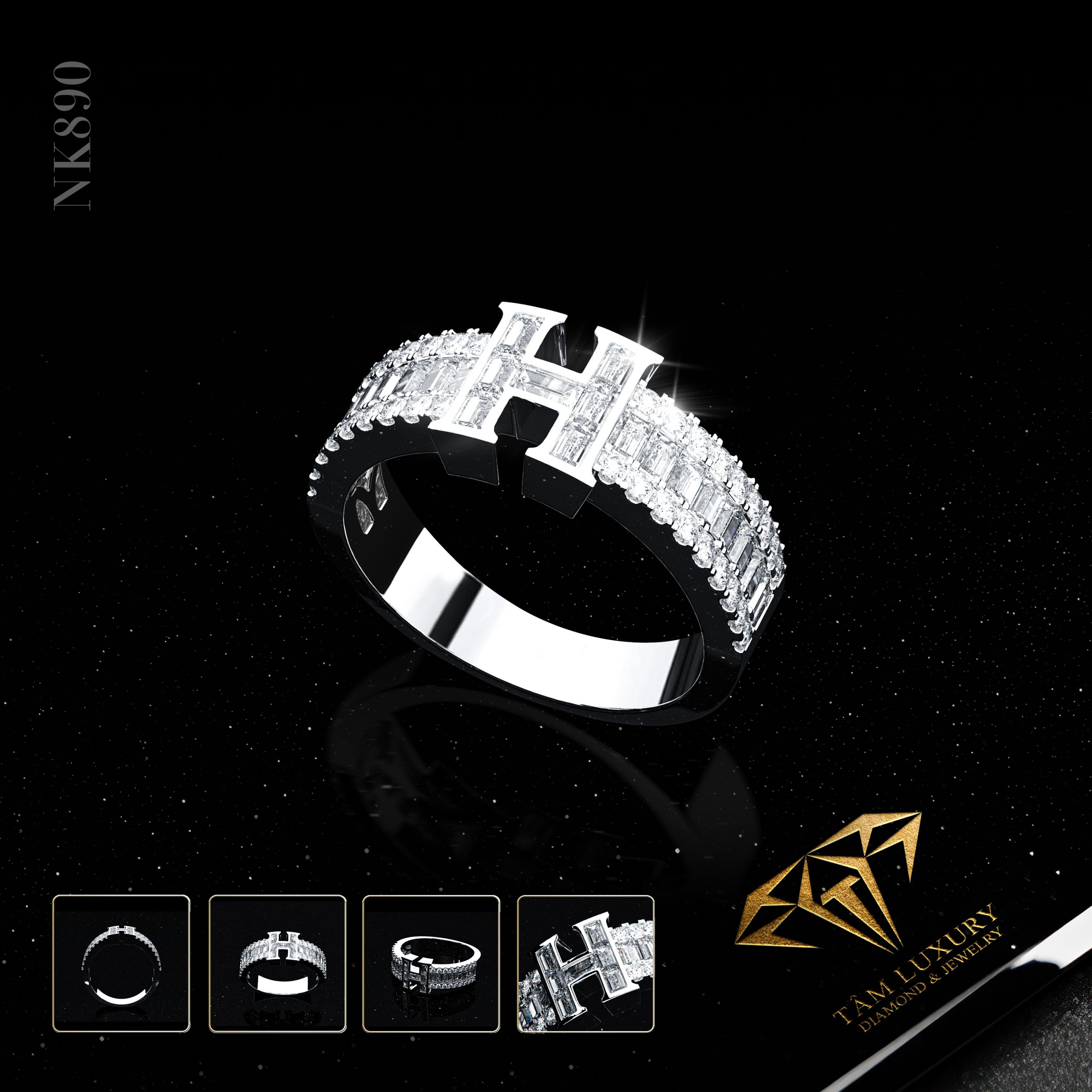 Nhẫn kết kim cương vàng ý 750 VVS+ “Whisper” – Mã NK890