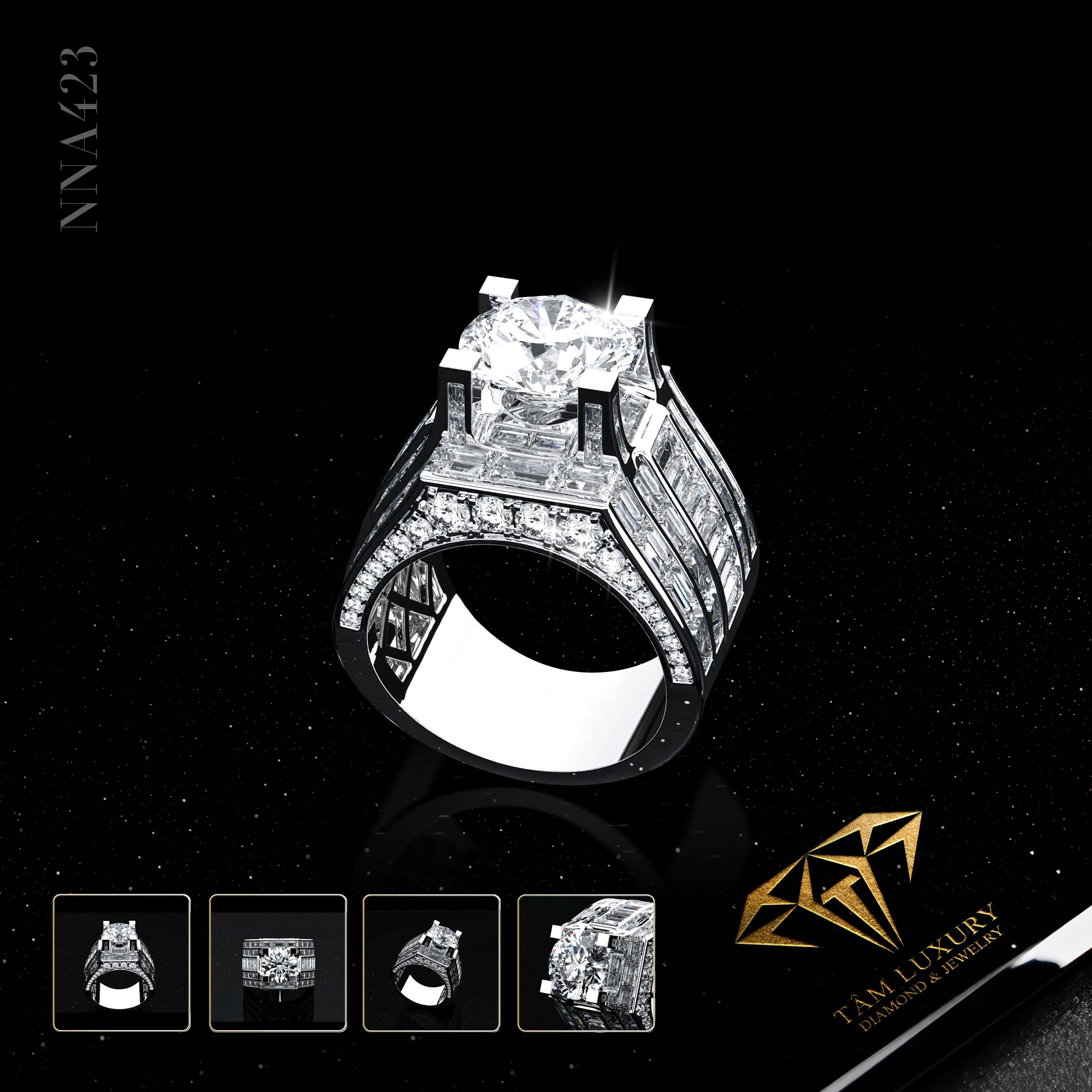 Thiết kế nhẫn nam kim cương thiên nhiên “Gleam” – NNA423