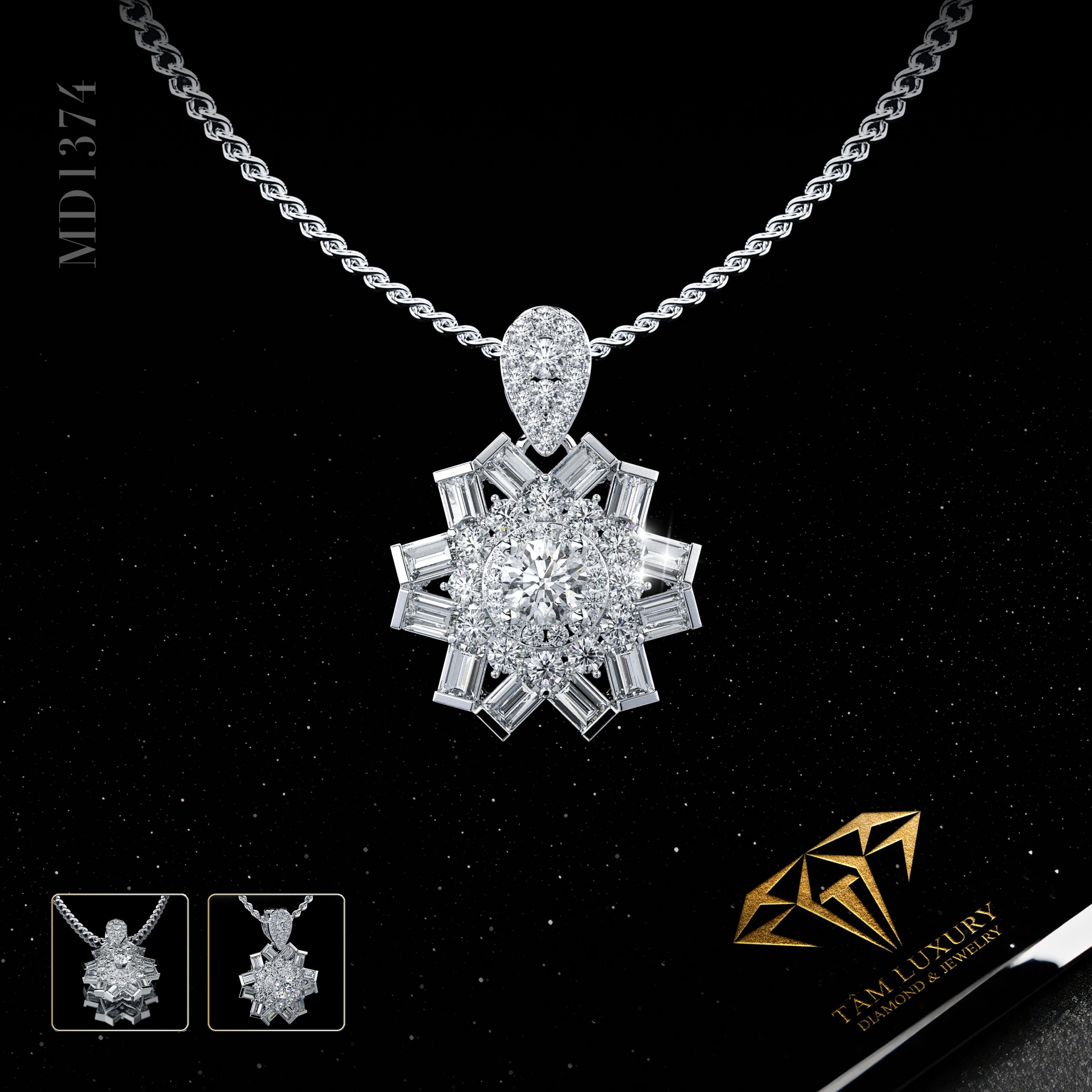 Top 3 mẫu mặt dây chuyền kim cương nổi bật “Velvet Spark” – Mã MD1374