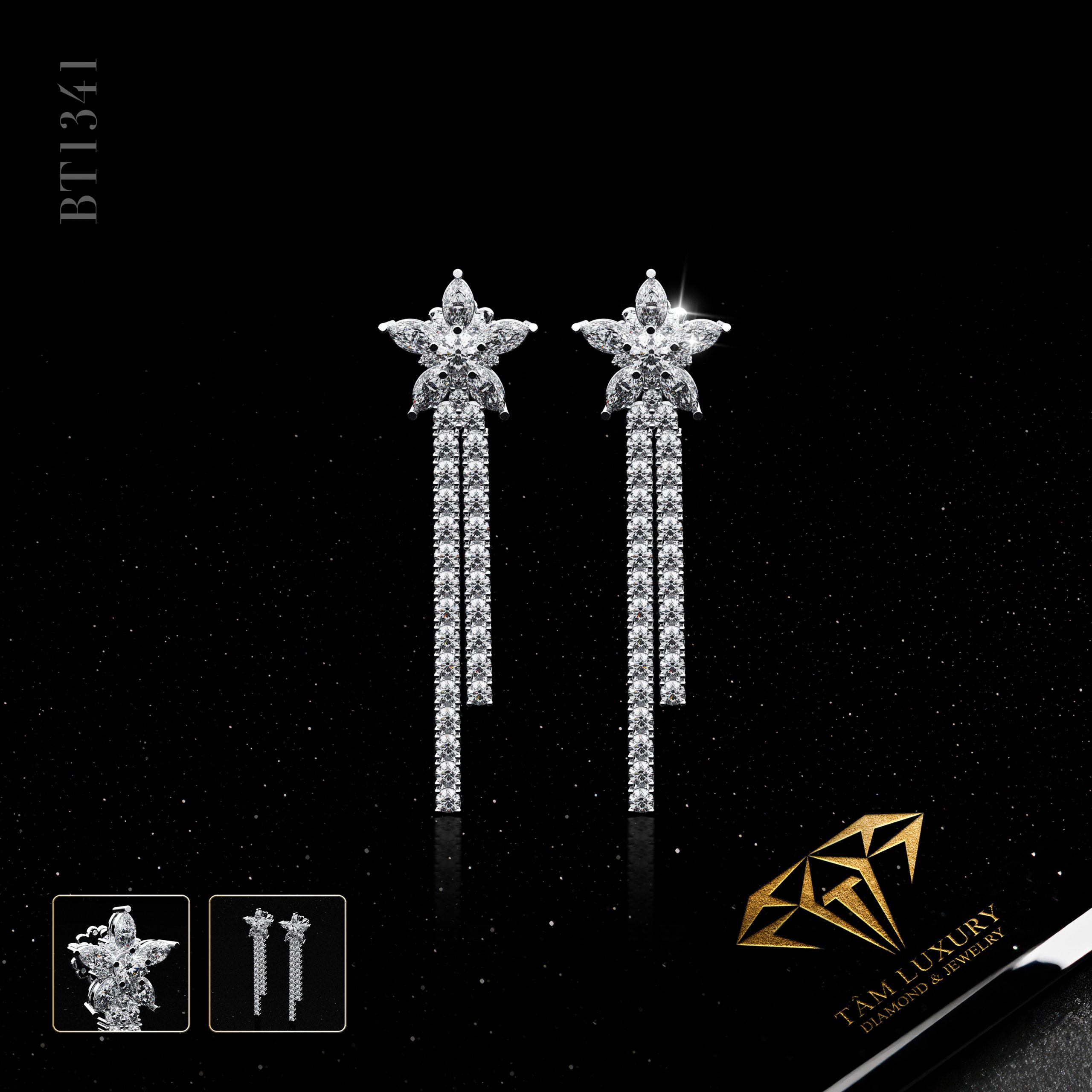 Thiết kế đặc biệt – Bông tai kim cương “Eternal Bloom” – Mã BT1341