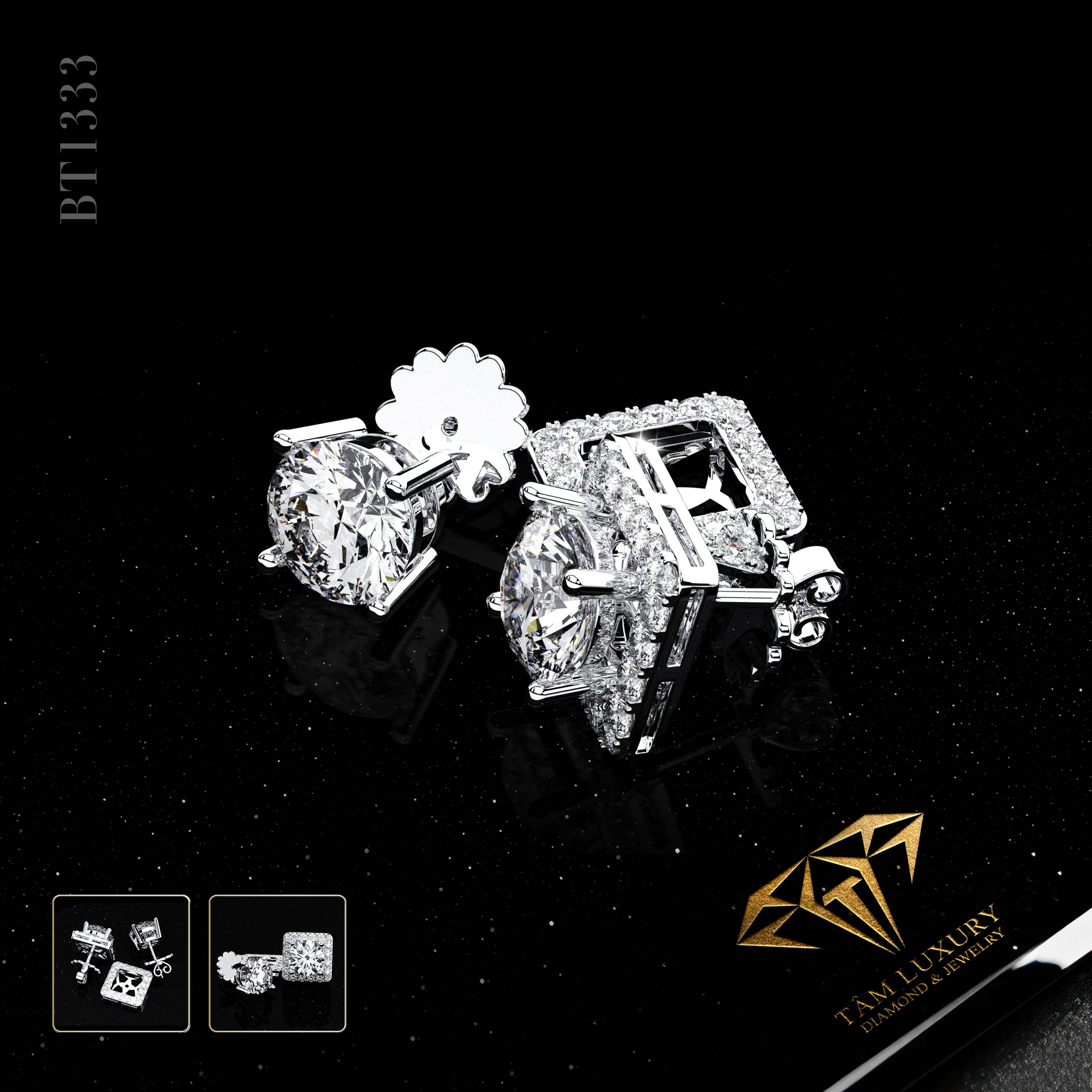 Bông tai kim cương thiên nhiên “Luke” – Mã BT1333