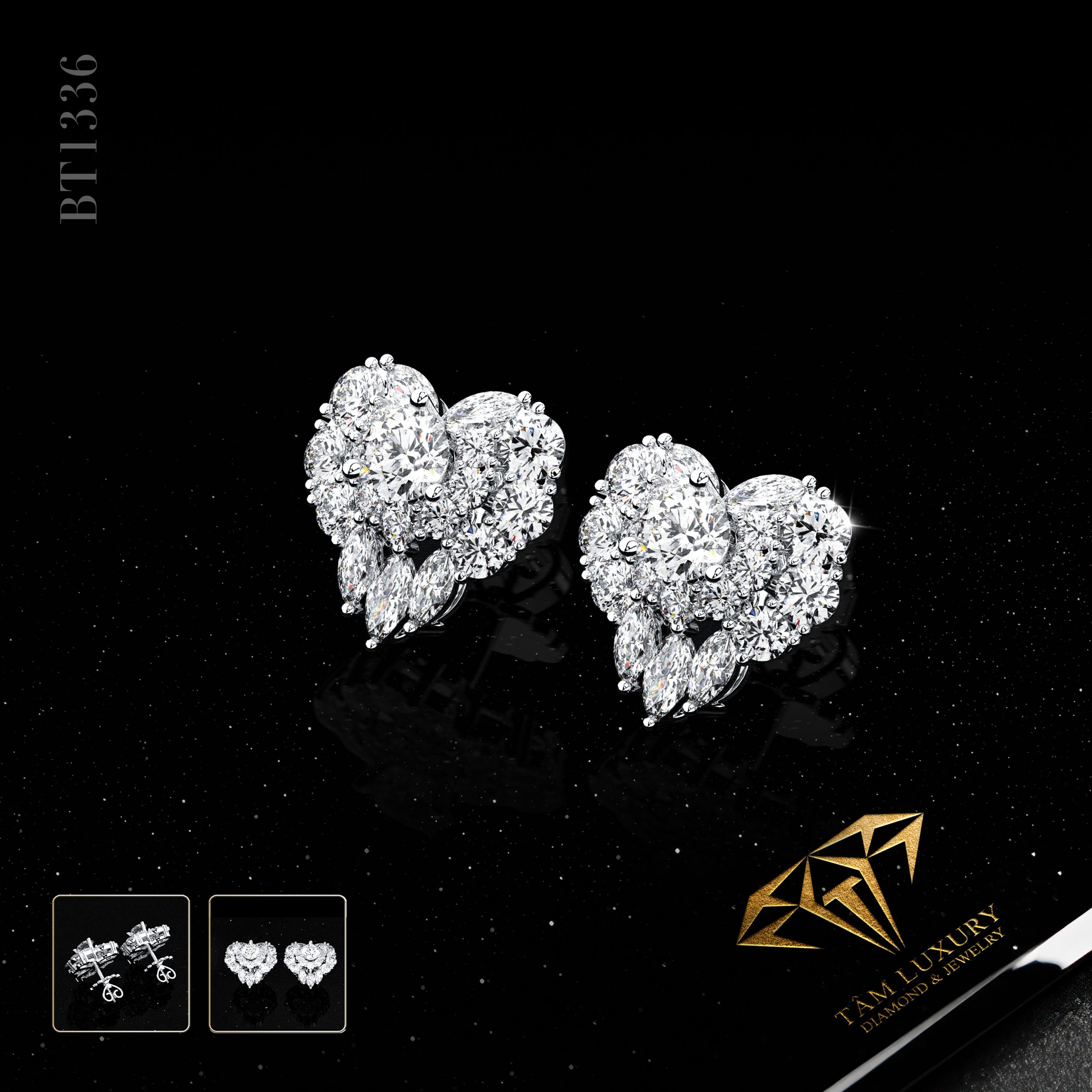 Mẫu bông tai kim cương hiện đại “Destiny” – Mã BT1336
