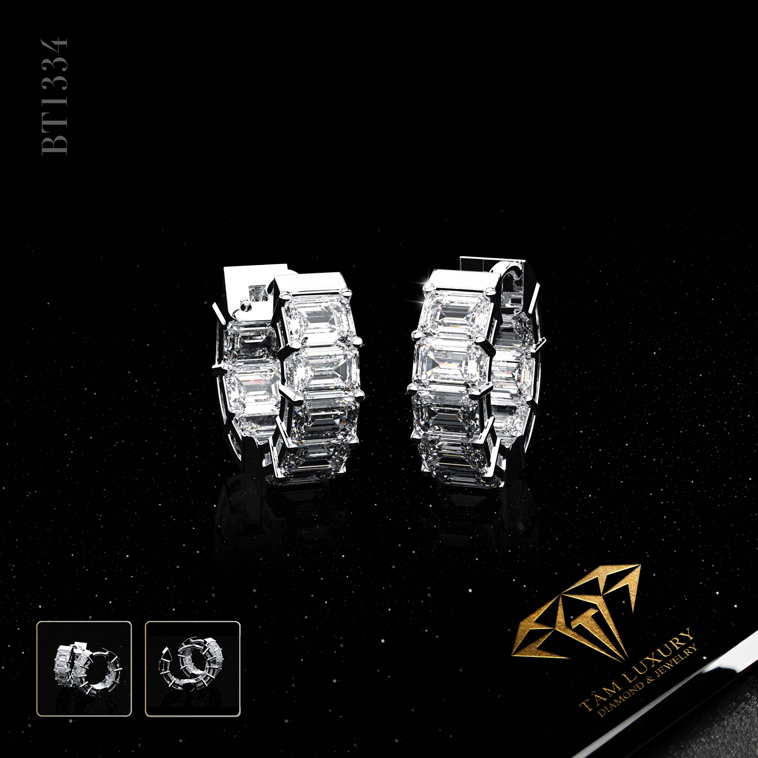 Thiết kế Bông tai kim cương độc đáo nhất tại Tâm Luxury “Stella Floris” – Mã BT1334