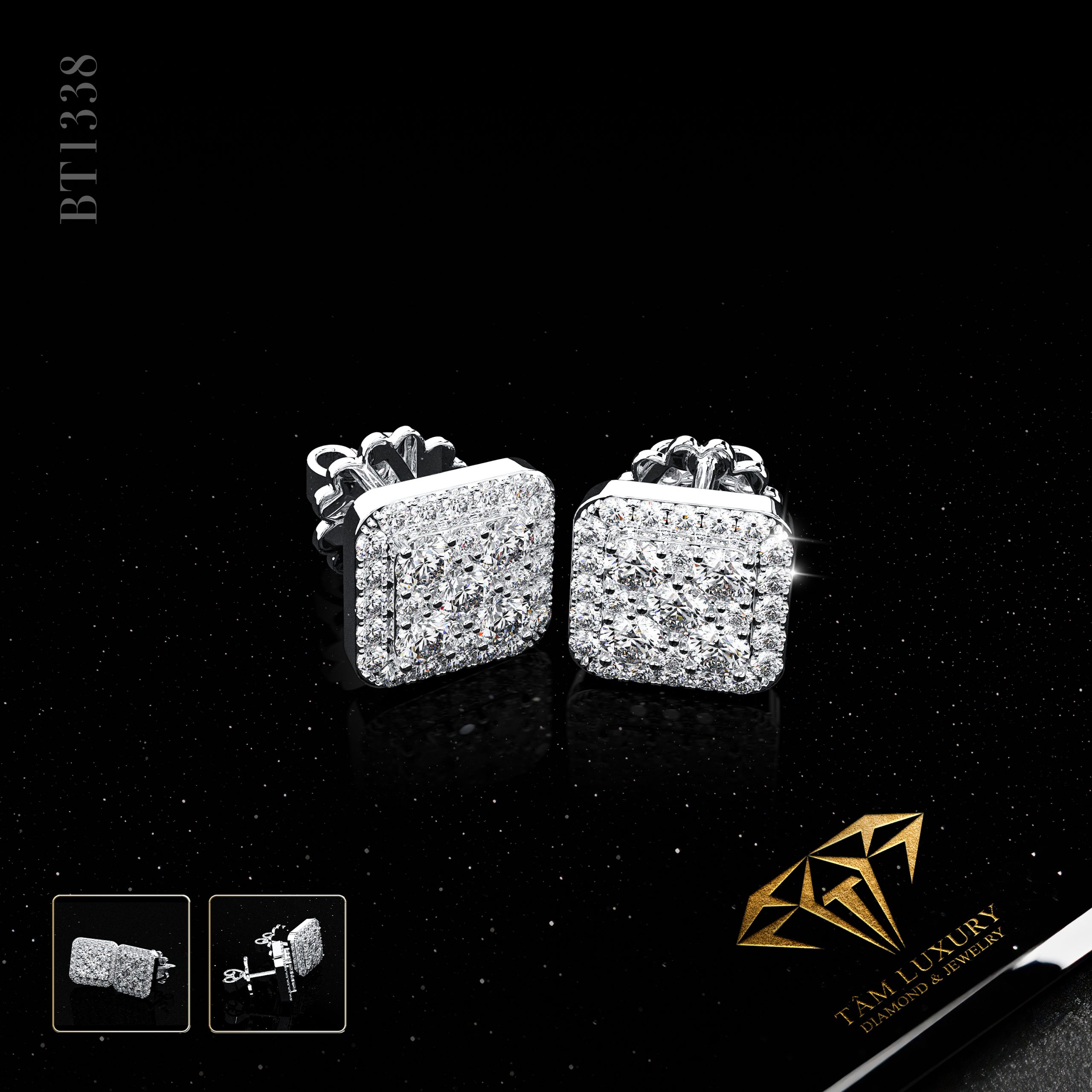 Top 5 các mẫu bông tai kim cương đơn giản “Miami” – Mã BT1338