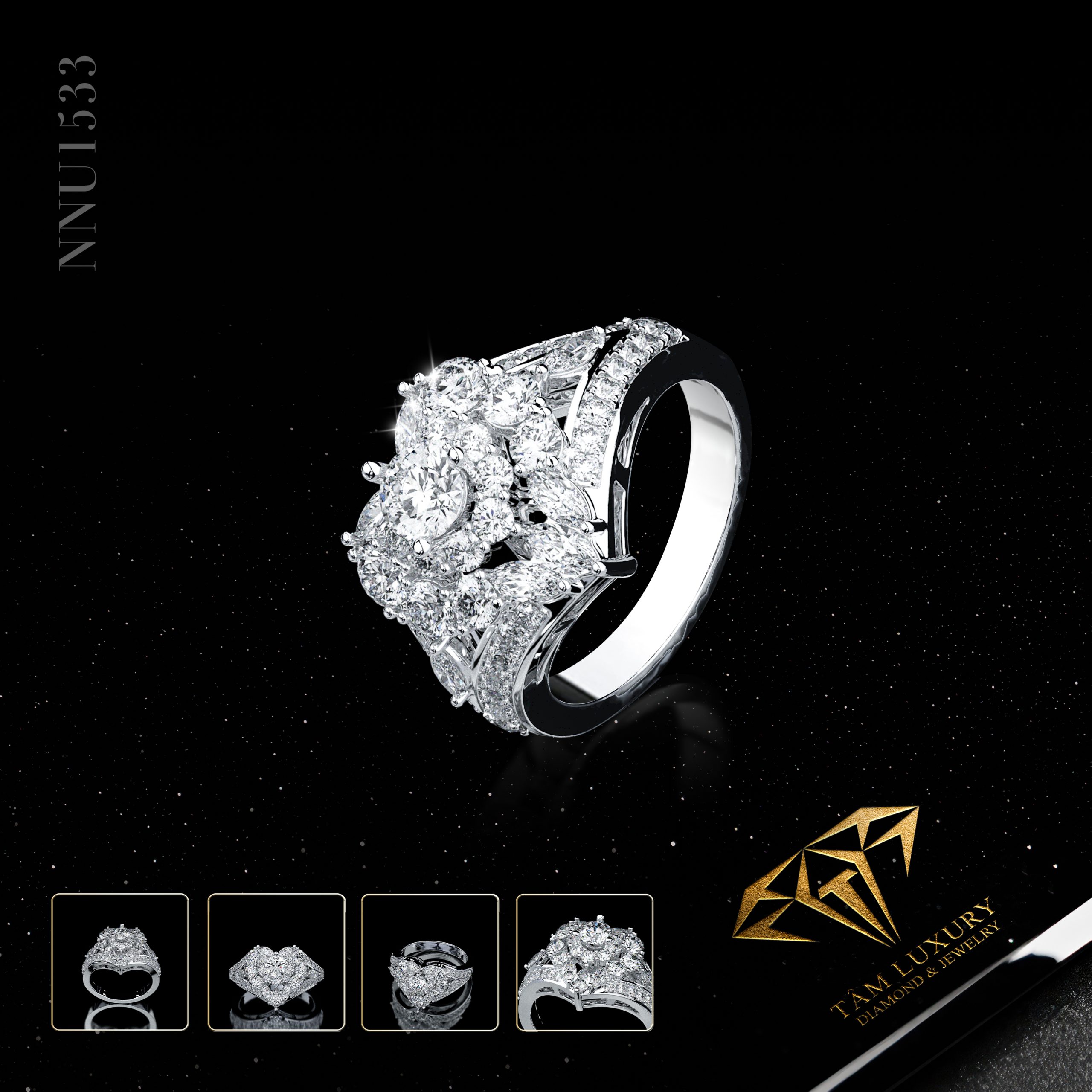 Nhẫn nữ kim cương xuất sắc “Queenie” – Mã NNU1533