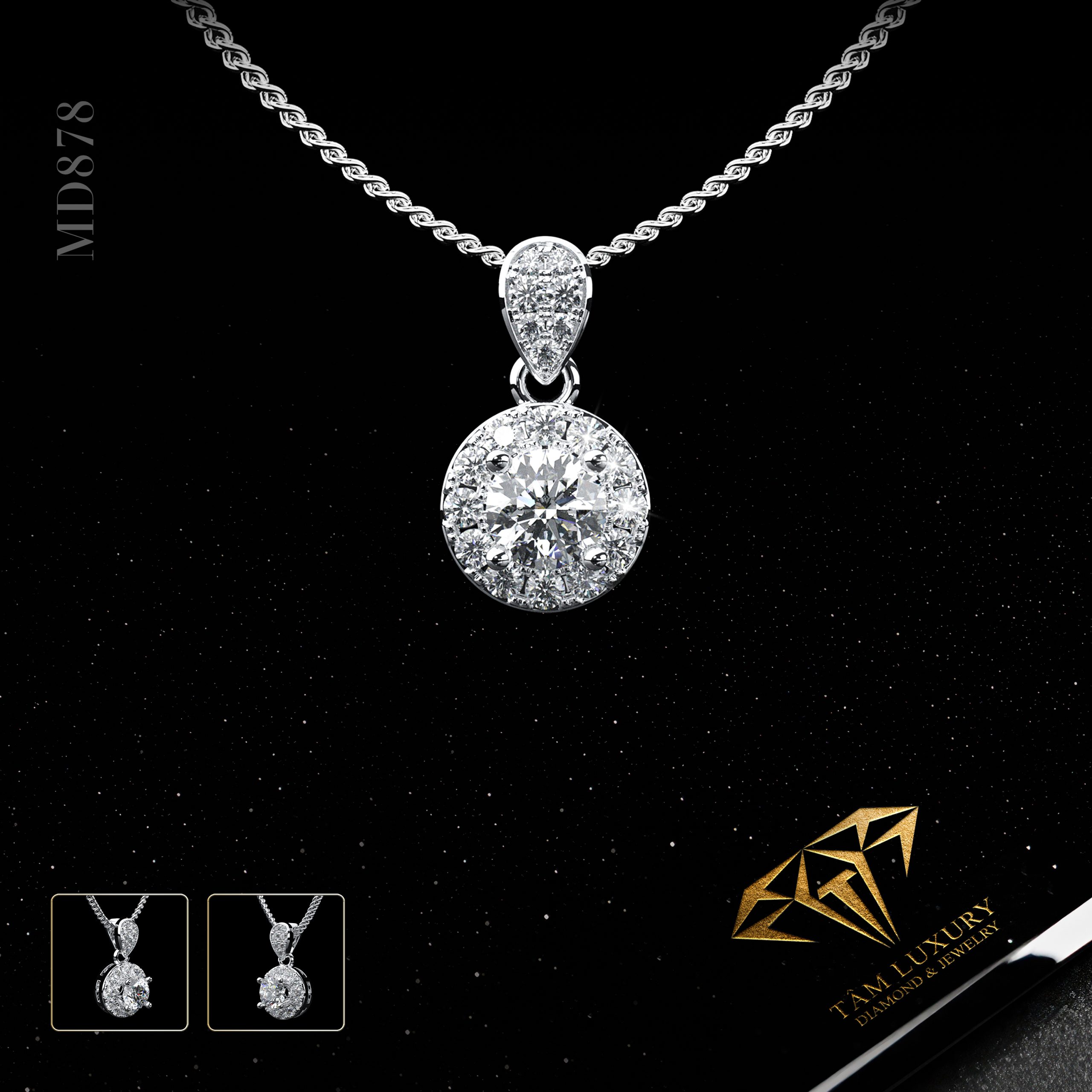 Thiết kế mặt dây chuyền Halo tròn đặc biệt “Melody” – Mã MD878